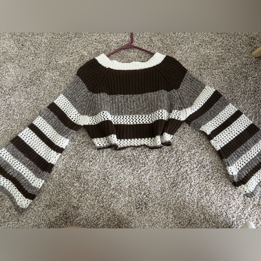 Cropped Stripe Knit Sweater